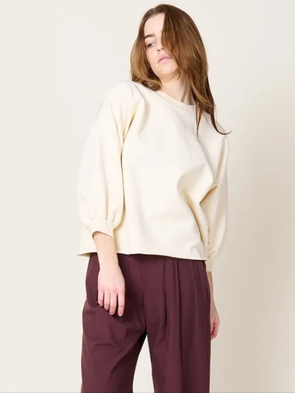 Rachel Comey Fond Crewneck Sweatshirt Meringue Quiet Luxury Size XS/S Distressed